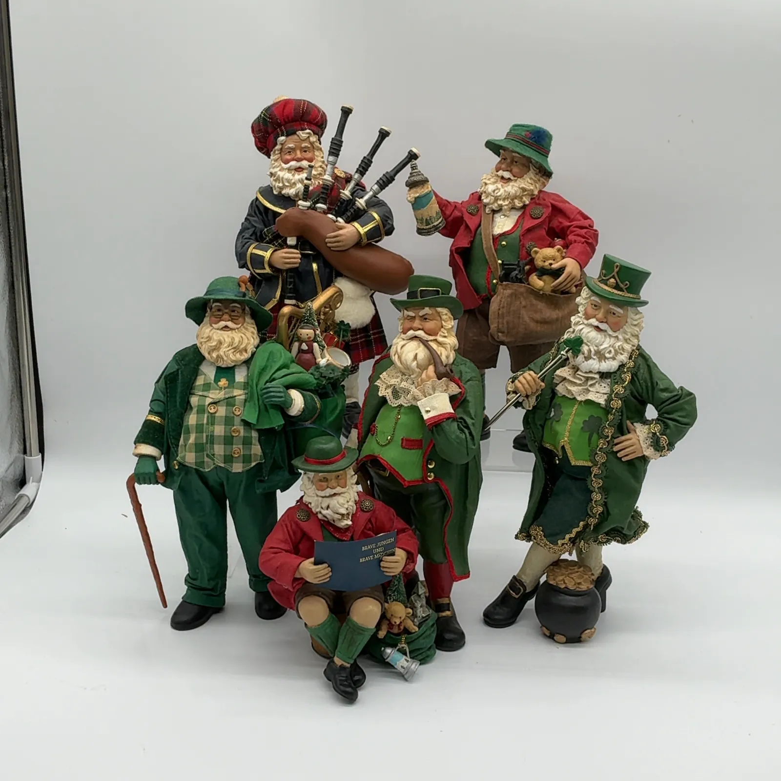 6 Scottish Irish German Collectible Santa Figures