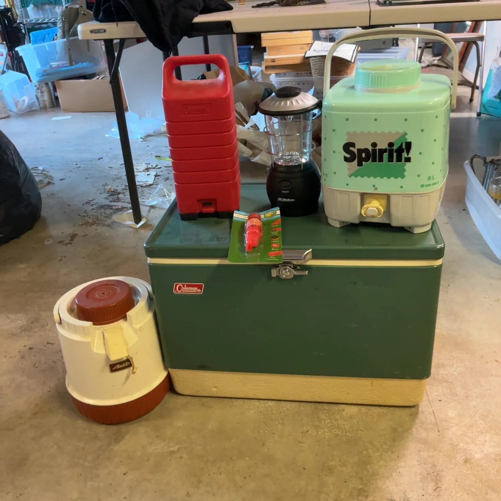 Coleman Cooler Lantern and Vintage Camping Gear Lot
