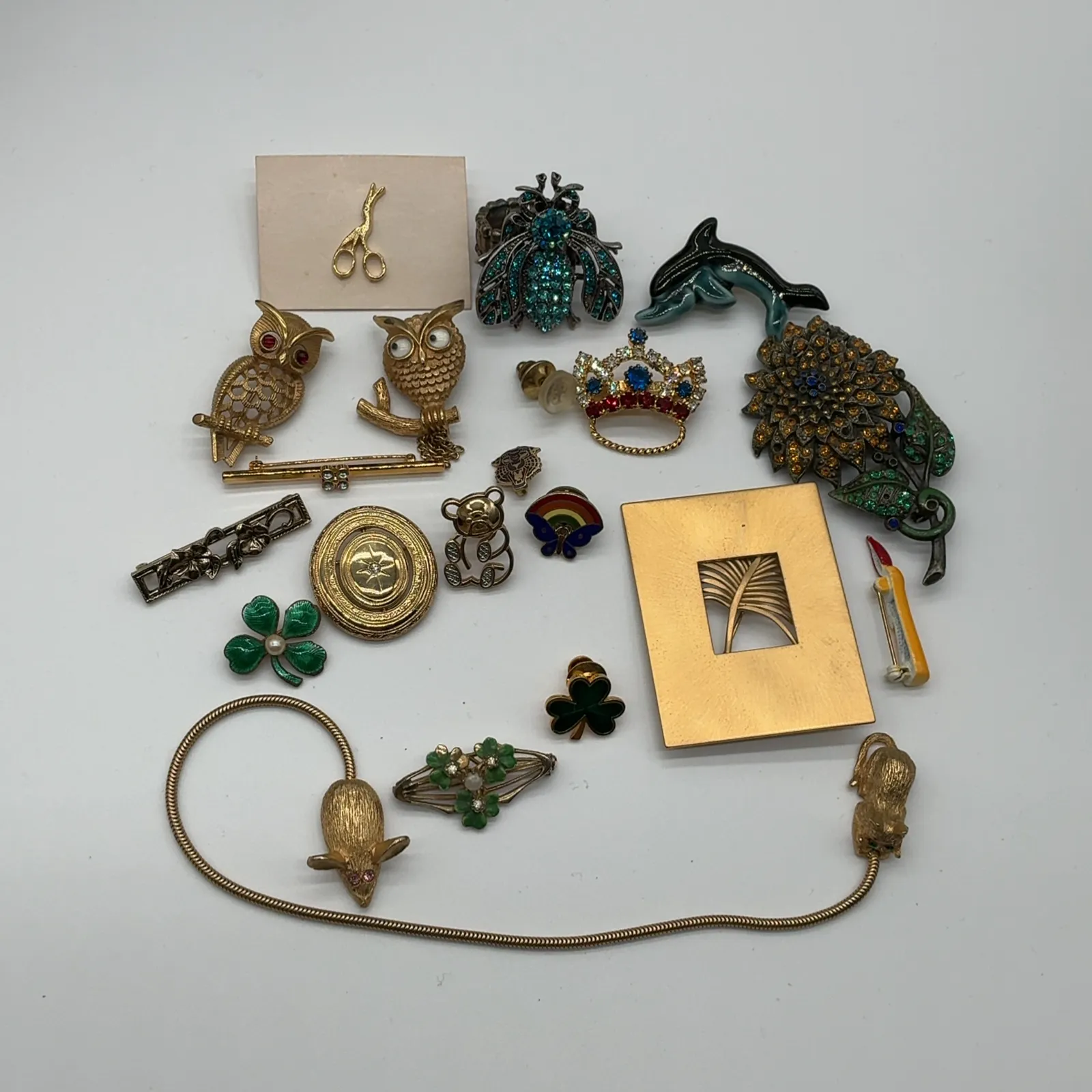 Costume Jewelry Brooches Pins Mouse Necklace Lot