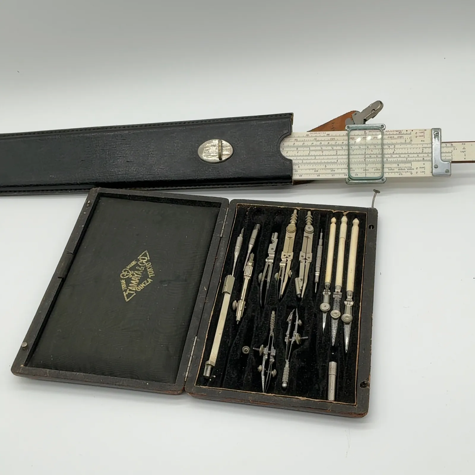 Vintage Tamaya Drafting Instruments and Slide Rule