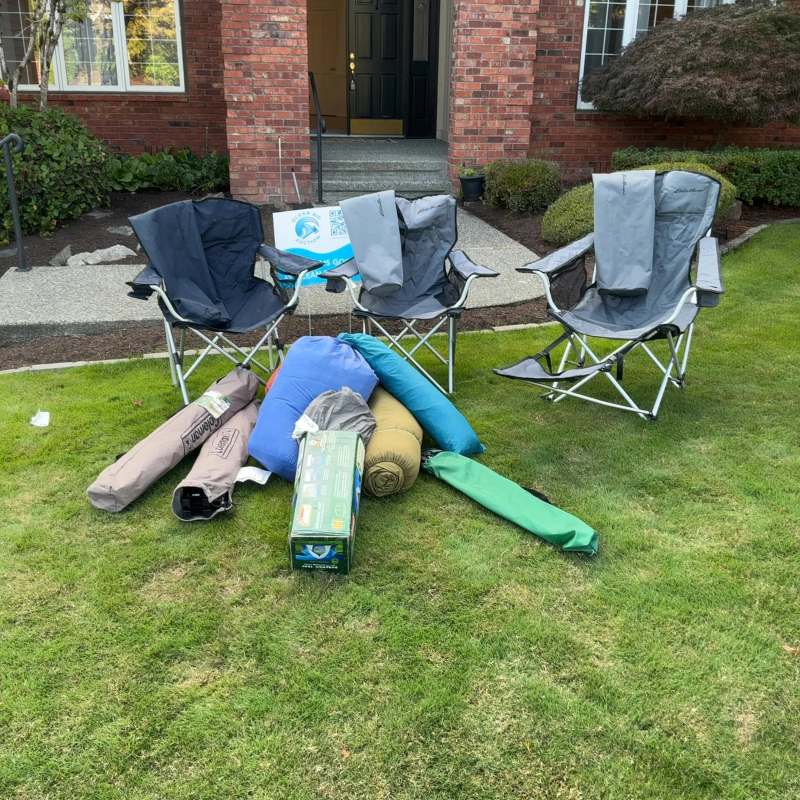 Coleman Camping Lot with Eddie Bauer Folding Chairs