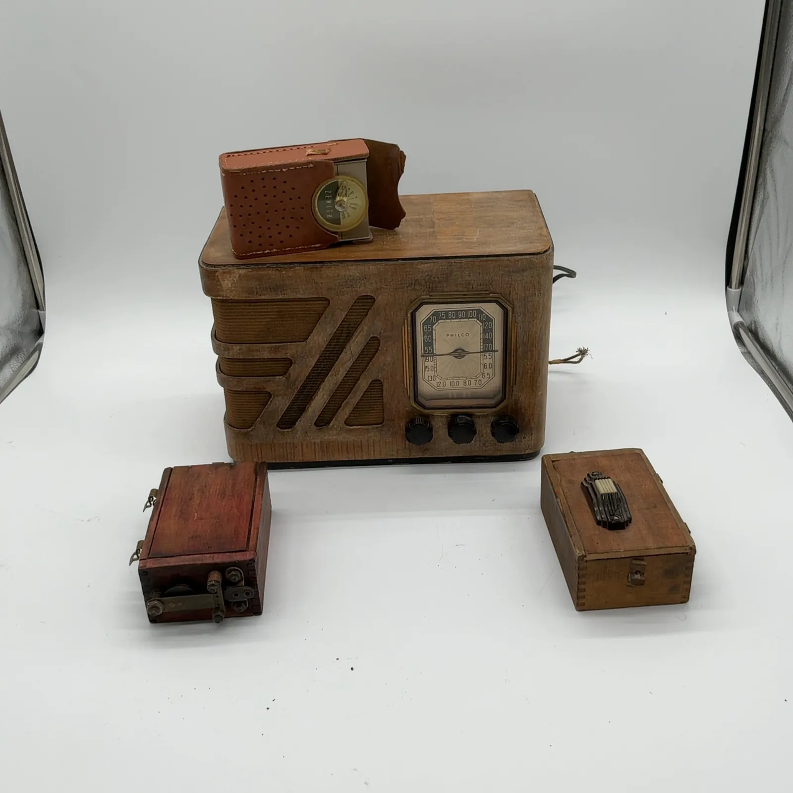 Vintage Philco Radio and Zenith Portable Radio Lot