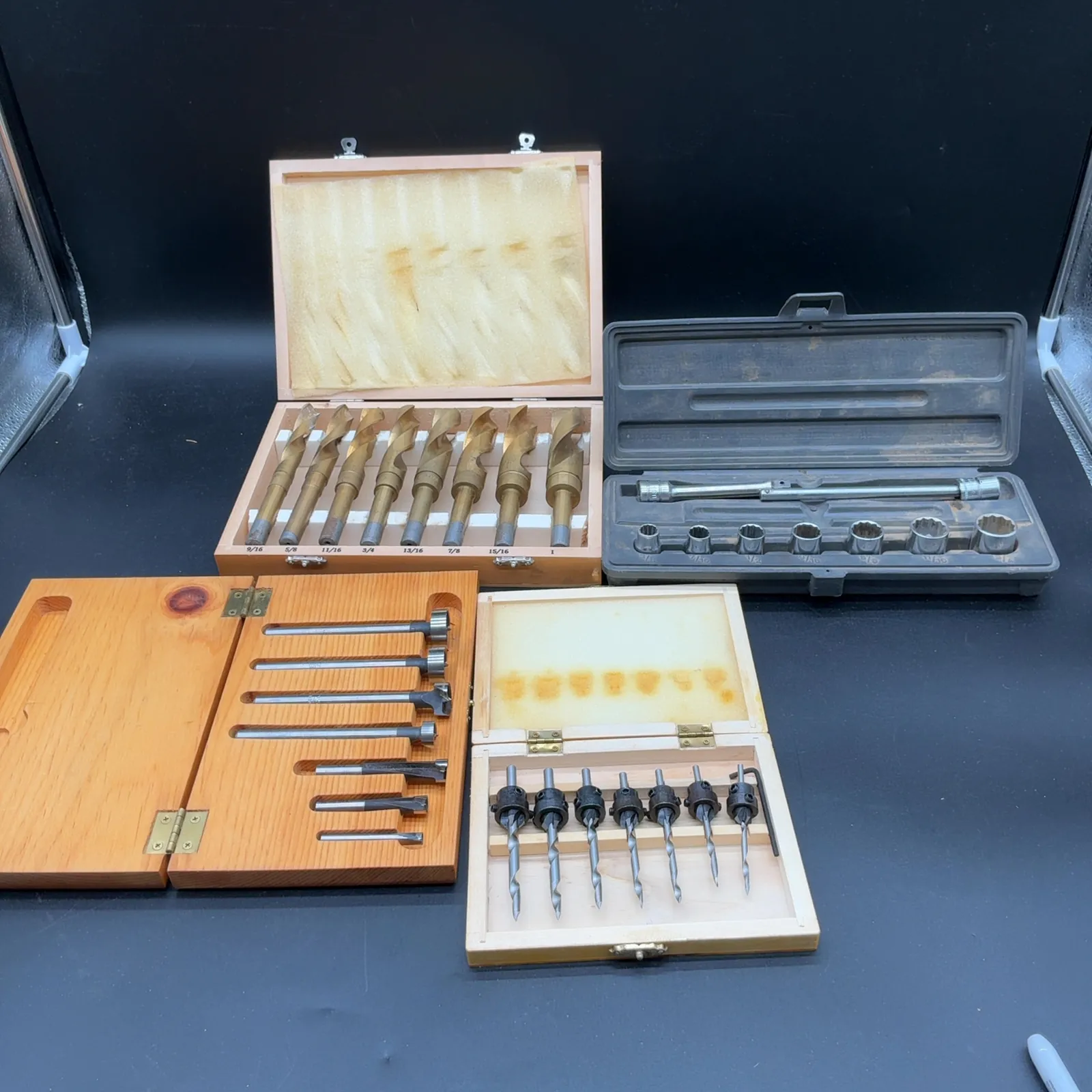 Cased Drill Bit, Countersink, Forstner & Socket Lot