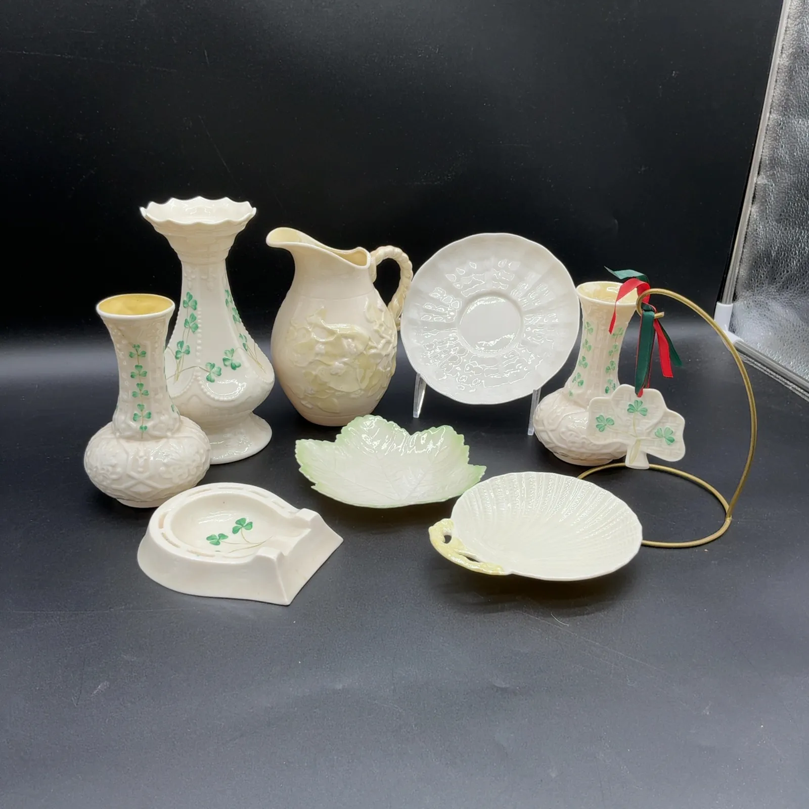 Belleek Ireland Shamrock Porcelain 9-Piece Lot