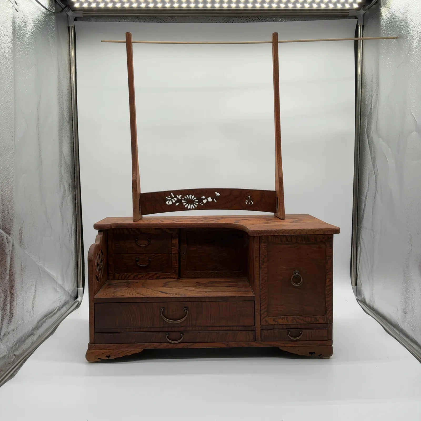 Japanese-Style Wood Tabletop Cabinet With Drawers