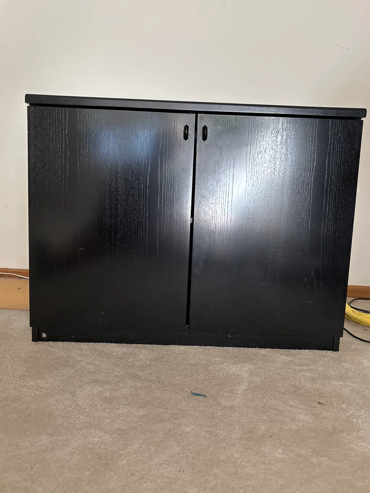 Black Wood-Grain Two-Door Storage Cabinet