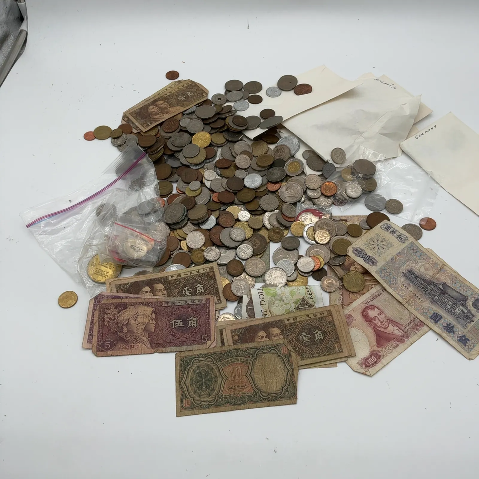 Large Assorted World Coins and Banknotes Lot