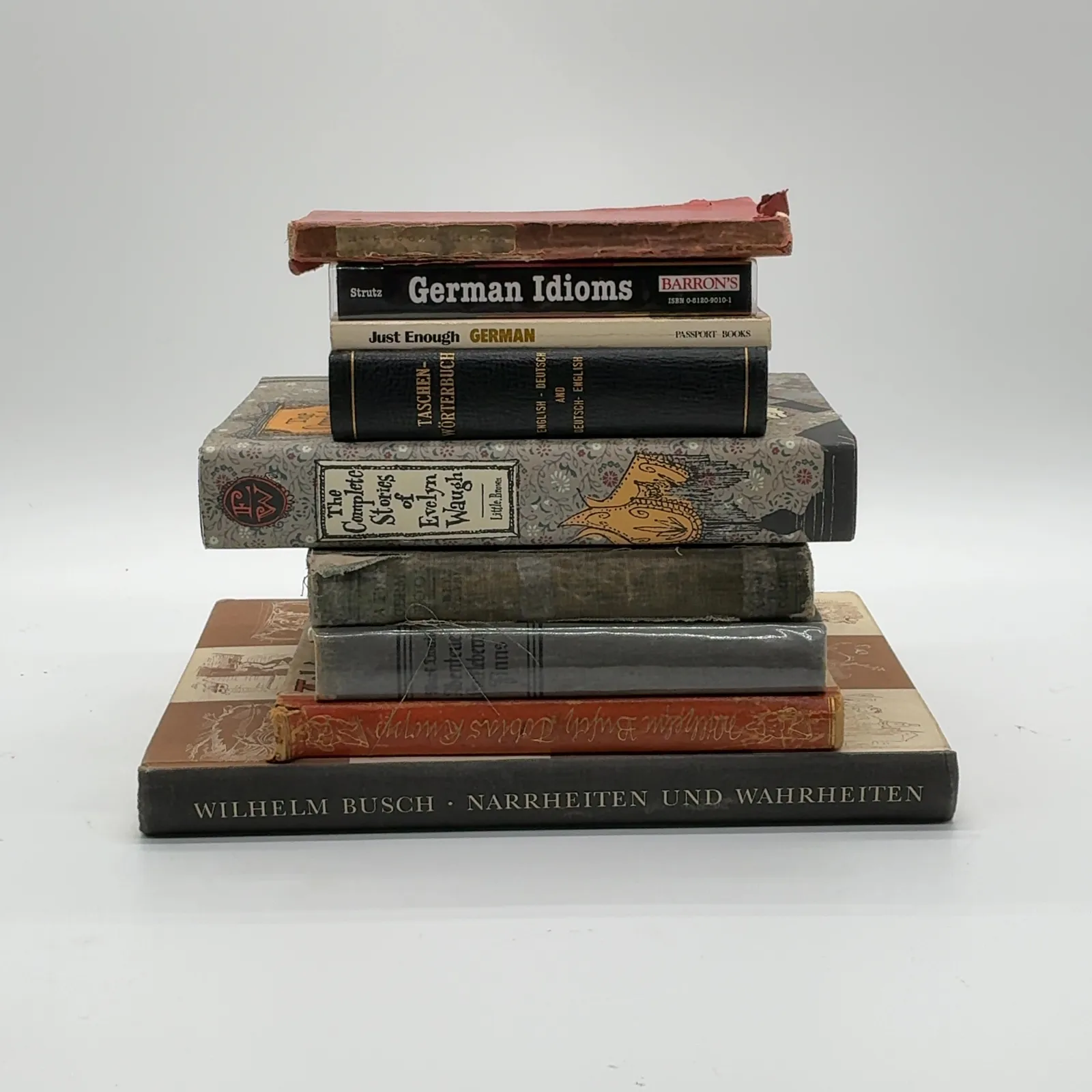 9 German Books, Dictionary, Wilhelm Busch & Waugh