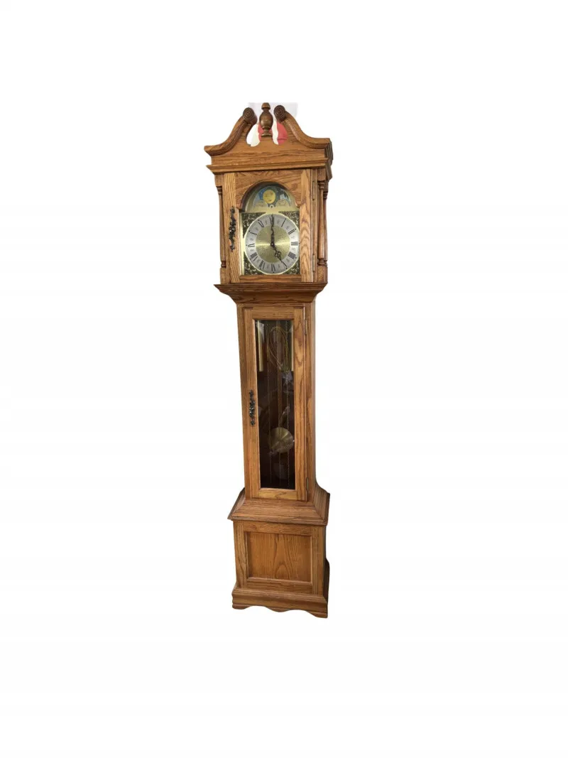 Oak Grandmother Clock w/ Pendulum & Chimes - Sequim Estate Auction – A Life of Adventure & Humor | Ocean Bid Auction