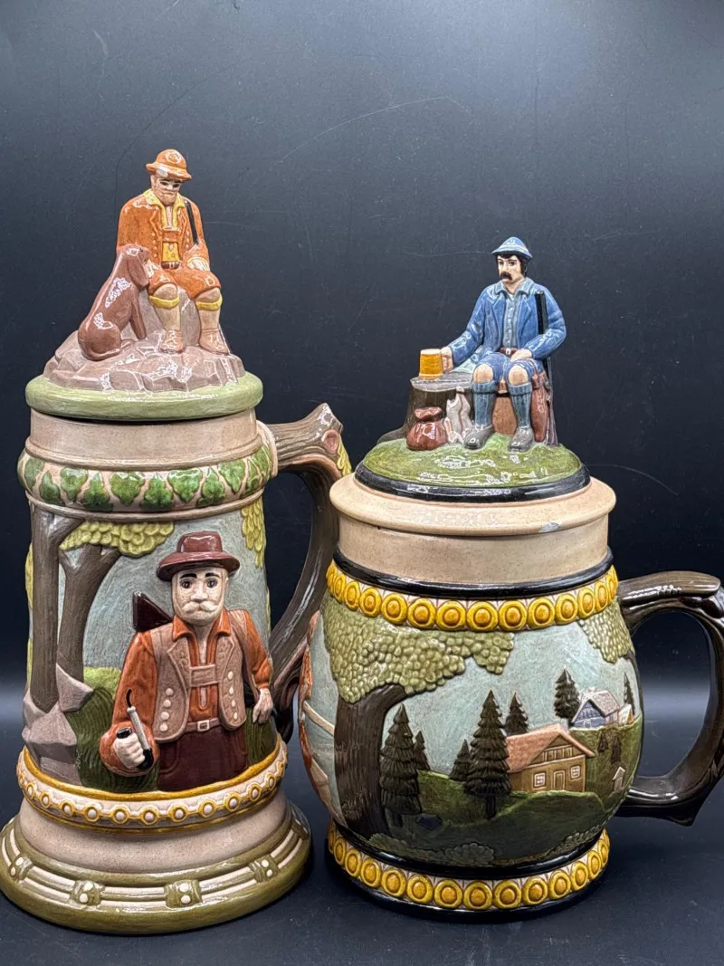 Vintage Beer Steins – 1987 Ruby Teter & Figural Lidded Pair - Sequim Estate Auction – A Life of Adventure & Humor | Ocean Bid Auction