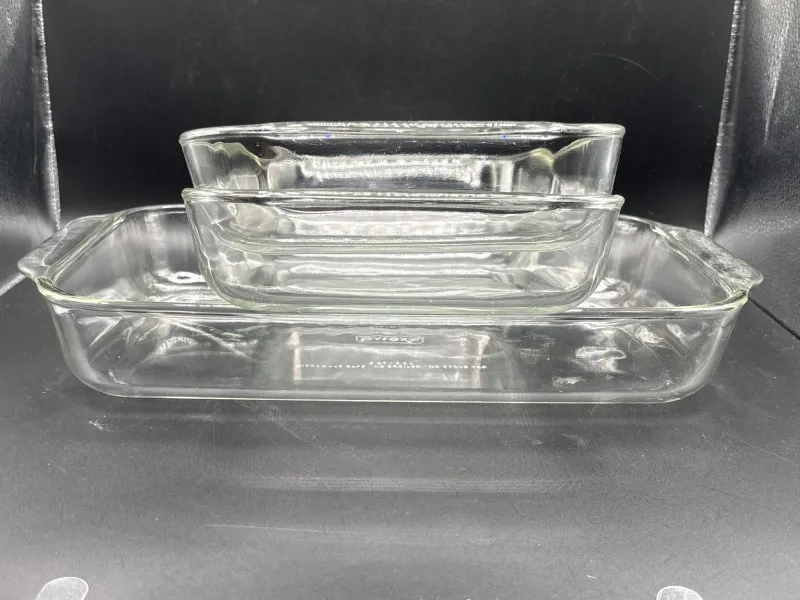Vintage Pyrex Clear Glass Bakeware – Nesting Casserole Set - Sequim Estate Auction – A Life of Adventure & Humor | Ocean Bid Auction