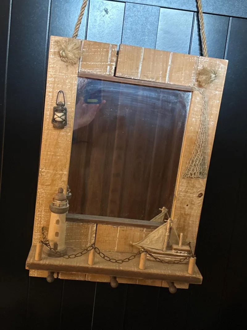 Nautical Wall Mirror w/ Shelf – Lighthouse & Sailboat Decor - Sequim Estate Auction – A Life of Adventure & Humor | Ocean Bid Auction
