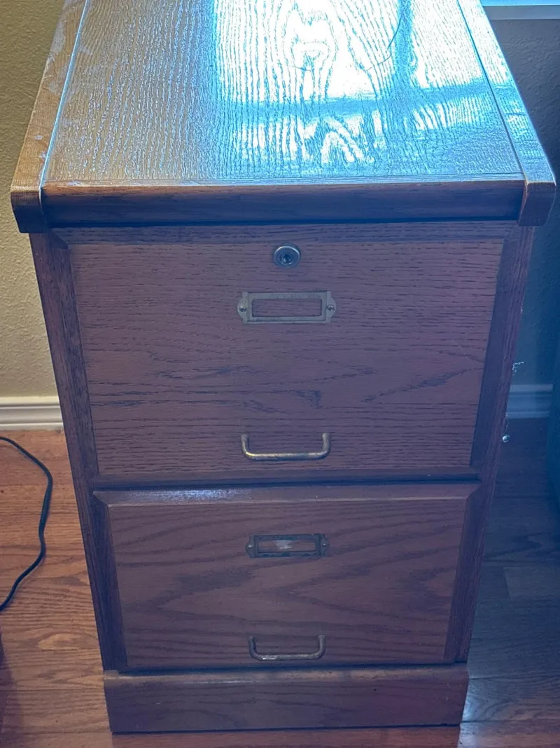 Vintage Oak 2 Drawer File Cabinet Industrial Office Storage - Sequim Estate Auction – A Life of Adventure & Humor | Ocean Bid Auction