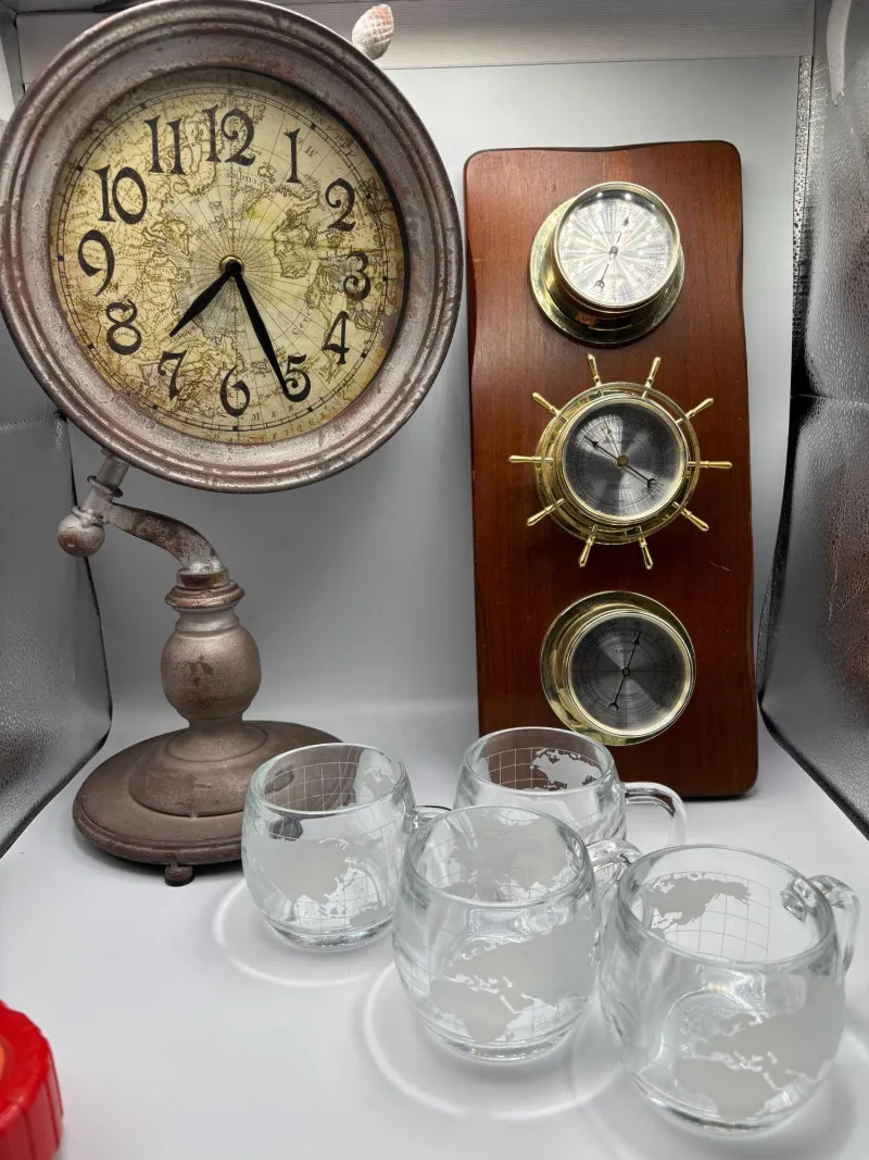 Nautical Decor Lot Clock Barometer Glass Mugs Nestle Set - Sequim Estate Auction – A Life of Adventure & Humor | Ocean Bid Auction