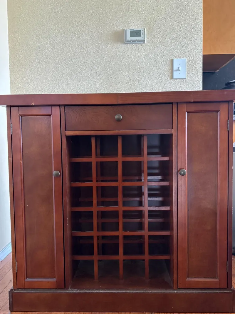 Expanding Bar Cabinet Wine Storage Fold-Out Top Wood - Sequim Estate Auction – A Life of Adventure & Humor | Ocean Bid Auction