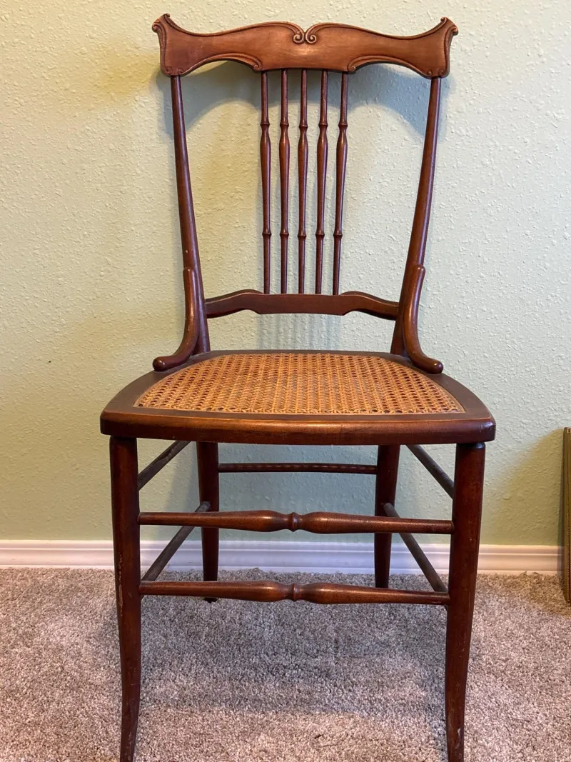 Timeless Cane Seat Chair Classic Wood Dining Accent - Sequim Estate Auction – A Life of Adventure & Humor | Ocean Bid Auction