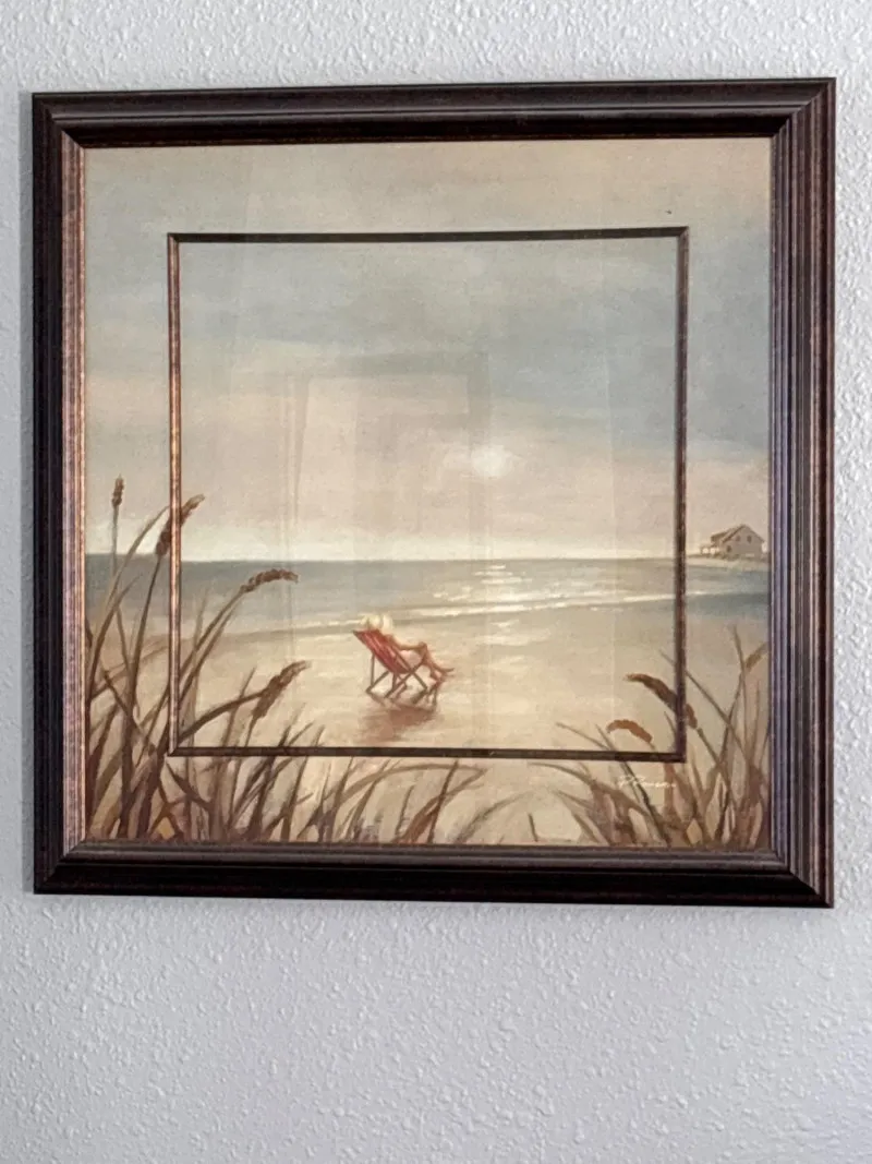Framed Coastal Beach Scene Wall Art Signed P Romero - Sequim Estate Auction – A Life of Adventure & Humor | Ocean Bid Auction
