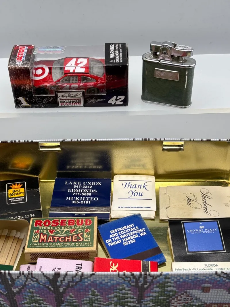 Vintage Matchbook Lot + Lighter, Tin & Diecast Car Bundle - Sequim Estate Auction – A Life of Adventure & Humor | Ocean Bid Auction