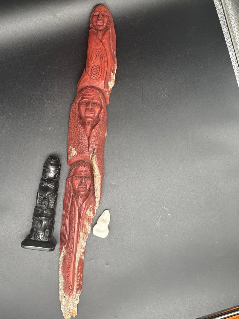 Hand Carved Wood Totem Style Sculpture Set Tribal Decor Lot - Sequim Estate Auction – A Life of Adventure & Humor | Ocean Bid Auction
