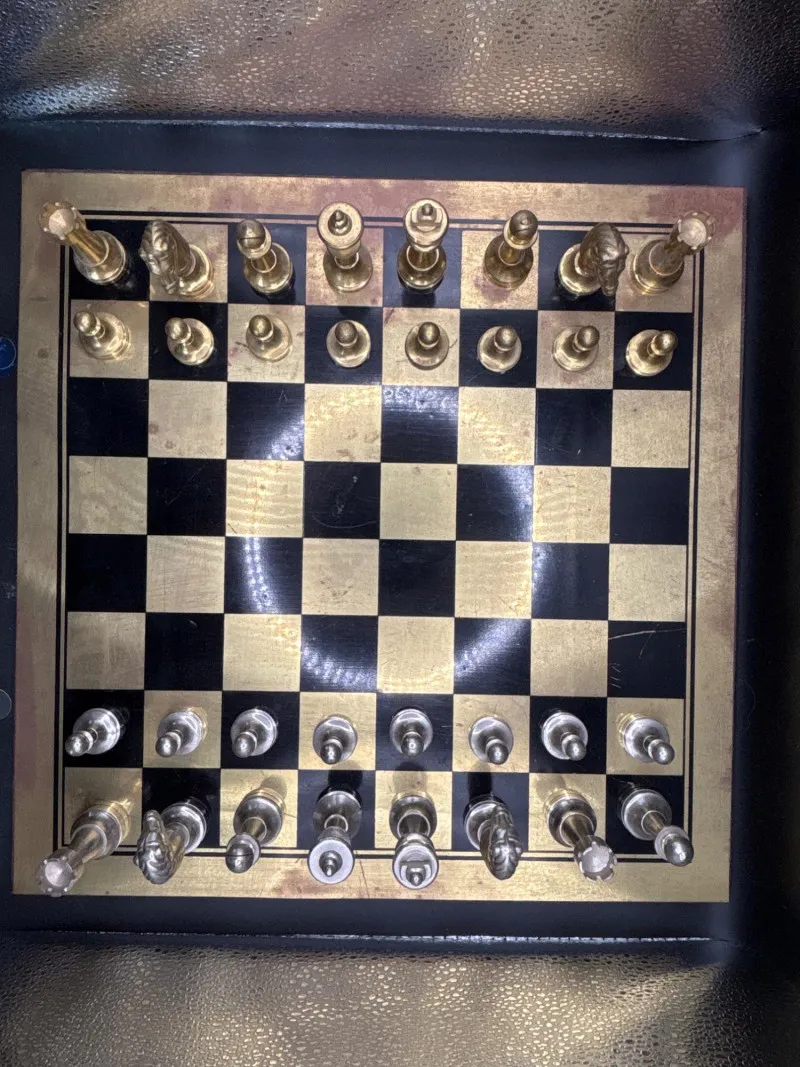 Metal Chess Set w/ Board – Gold & Silver Tone Pieces - Sequim Estate Auction – A Life of Adventure & Humor | Ocean Bid Auction