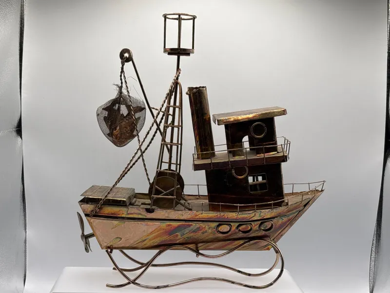 Vintage Metal Fishing Boat Music Box Nautical Decor Wind Up - Sequim Estate Auction – A Life of Adventure & Humor | Ocean Bid Auction