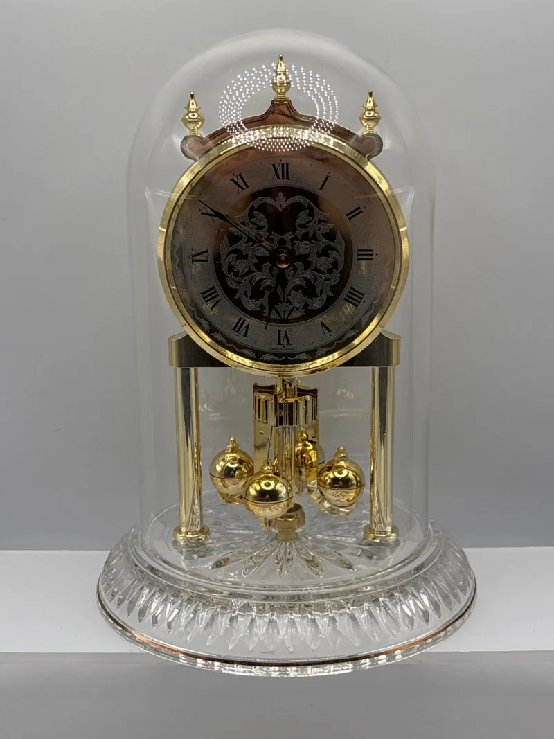 Elegant Anniversary Clock Glass Dome Gold Tone Display - Sequim Estate Auction – A Life of Adventure & Humor | Ocean Bid Auction