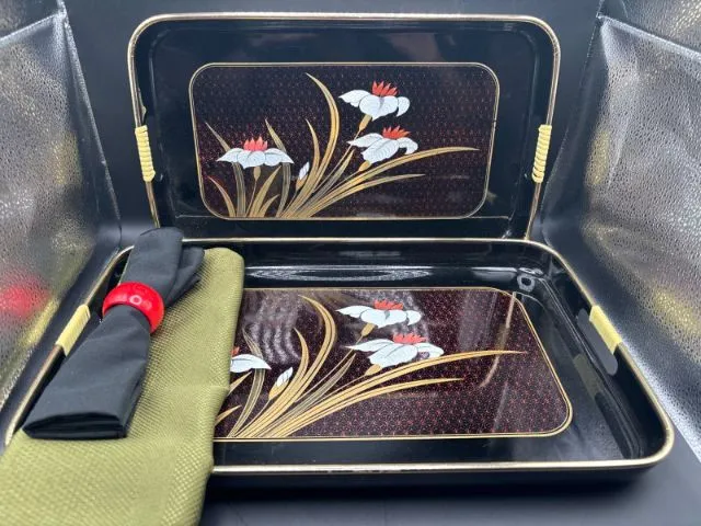 Host in Style – Elegant Crane Serving Tray Set w/ Napkins - Sequim Estate Auction – A Life of Adventure & Humor | Ocean Bid Auction