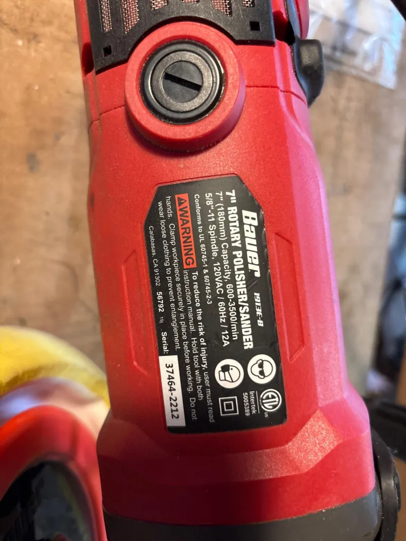 Bauer 7" Rotary Polisher / Sander – Variable Speed - Sequim #2: Cars, Tools & Shop Liquidation – Everything Must Go! | Ocean Bid Auction