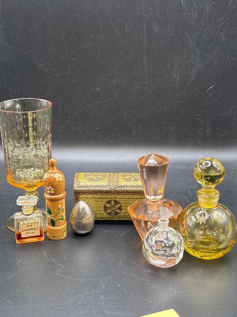 8pc Vintage Perfume Bottle & Vanity Decor Set - Designer Decor and Other Treasures | Ocean Bid Auction