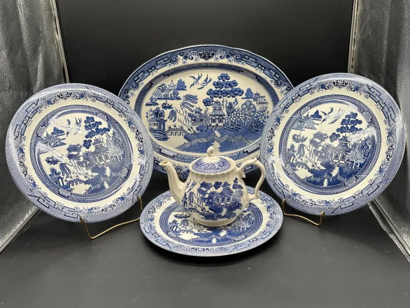 5pc Churchill England "Blue Willow" Ironstone Serving Set - Designer Decor and Other Treasures | Ocean Bid Auction