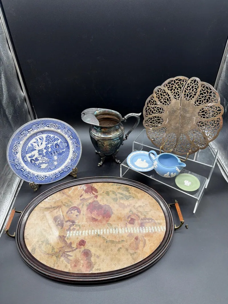 Mid-Century Italian Inlaid Tray & Wedgwood Jasperware - Designer Decor and Other Treasures | Ocean Bid Auction