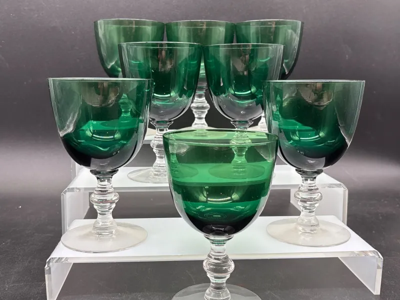 Vintage Tiffin Killarney Green Goblets - Stem #17394 - Designer Decor and Other Treasures | Ocean Bid Auction
