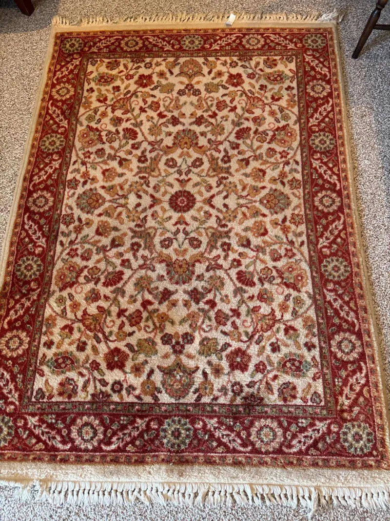 EXQUISITE HAND-KNOTTED ORIENTAL RUG | 46" x 67" | Indian Agra Style - Designer Decor and Other Treasures | Ocean Bid Auction