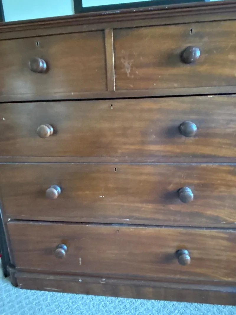 Antique Victorian Mahogany Chest of Drawers | Solid Wood | 46" Wide - Designer Decor and Other Treasures | Ocean Bid Auction