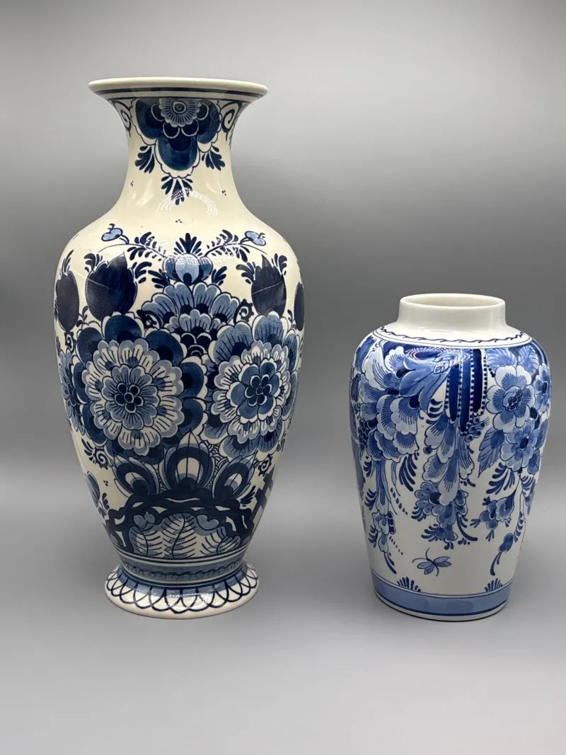 Royal Goedewaagen Delft Blue Vases Hand Painted Holland Pair - Designer Decor and Other Treasures | Ocean Bid Auction