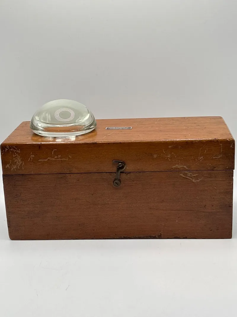 Vintage Brass Apothecary Scale Weights Set Wood Case Glass Lens - Designer Decor and Other Treasures | Ocean Bid Auction