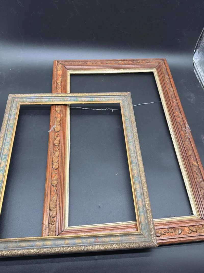 STUNNING VINTAGE WOOD FRAME | Hand-Carved Leaf Motif | 2pc Frame Lot - Designer Decor and Other Treasures | Ocean Bid Auction