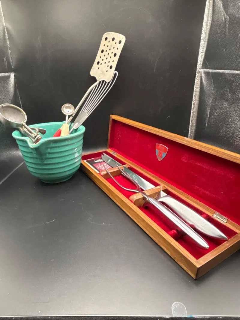 Gerber Legendary Blades Carving Set & Hall Pottery - Designer Decor and Other Treasures | Ocean Bid Auction