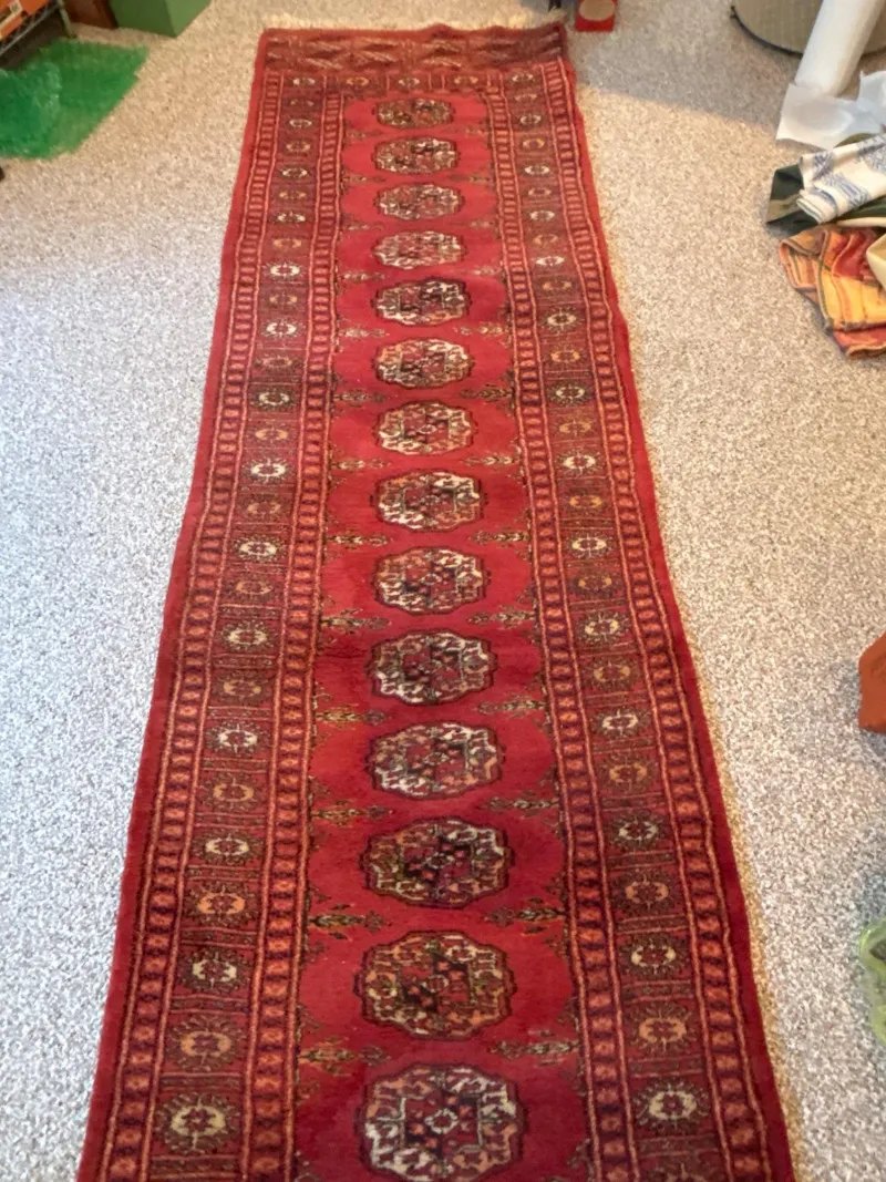 Hand-Knotted Pakistani Bukhara Wool Rug Runner - Designer Decor and Other Treasures | Ocean Bid Auction