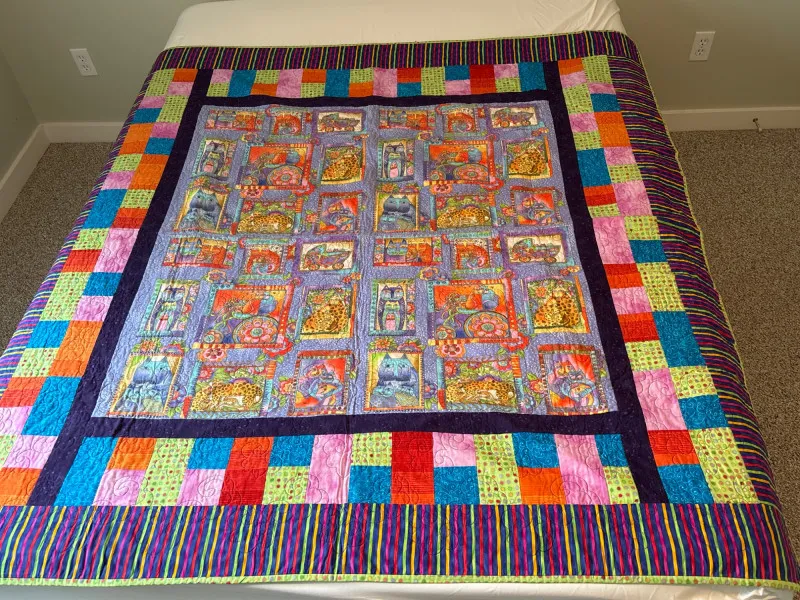 Vibrant Laurel Burch "Fantastic Felines" & "Felines & Canines" Quilt - Designer Decor and Other Treasures | Ocean Bid Auction