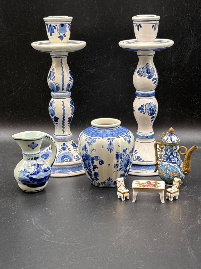 7pc Miniature Decor Set - Genuine Limoges & Delft - Designer Decor and Other Treasures | Ocean Bid Auction