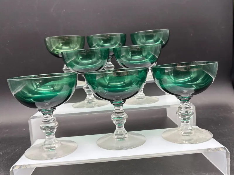 8pc Tiffin Franciscan Killarney Green | Emerald Sherbet/Champagne Coup - Designer Decor and Other Treasures | Ocean Bid Auction