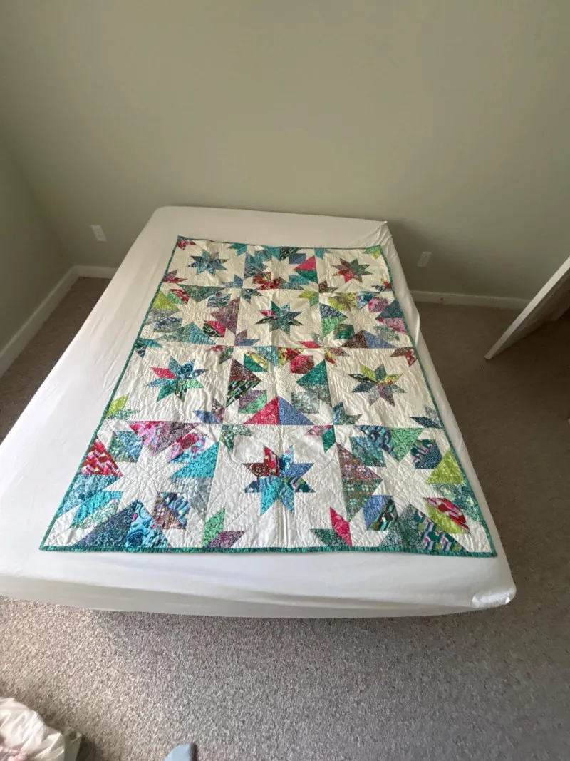 Handmade Large Multi-Color Patchwork Star Quilt - Designer Decor and Other Treasures | Ocean Bid Auction