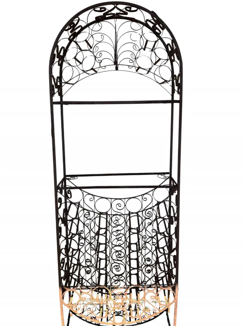 Rustic Metal Wine Rack Garden Stand – Ornate Scrollwork Display - Designer Decor and Other Treasures | Ocean Bid Auction