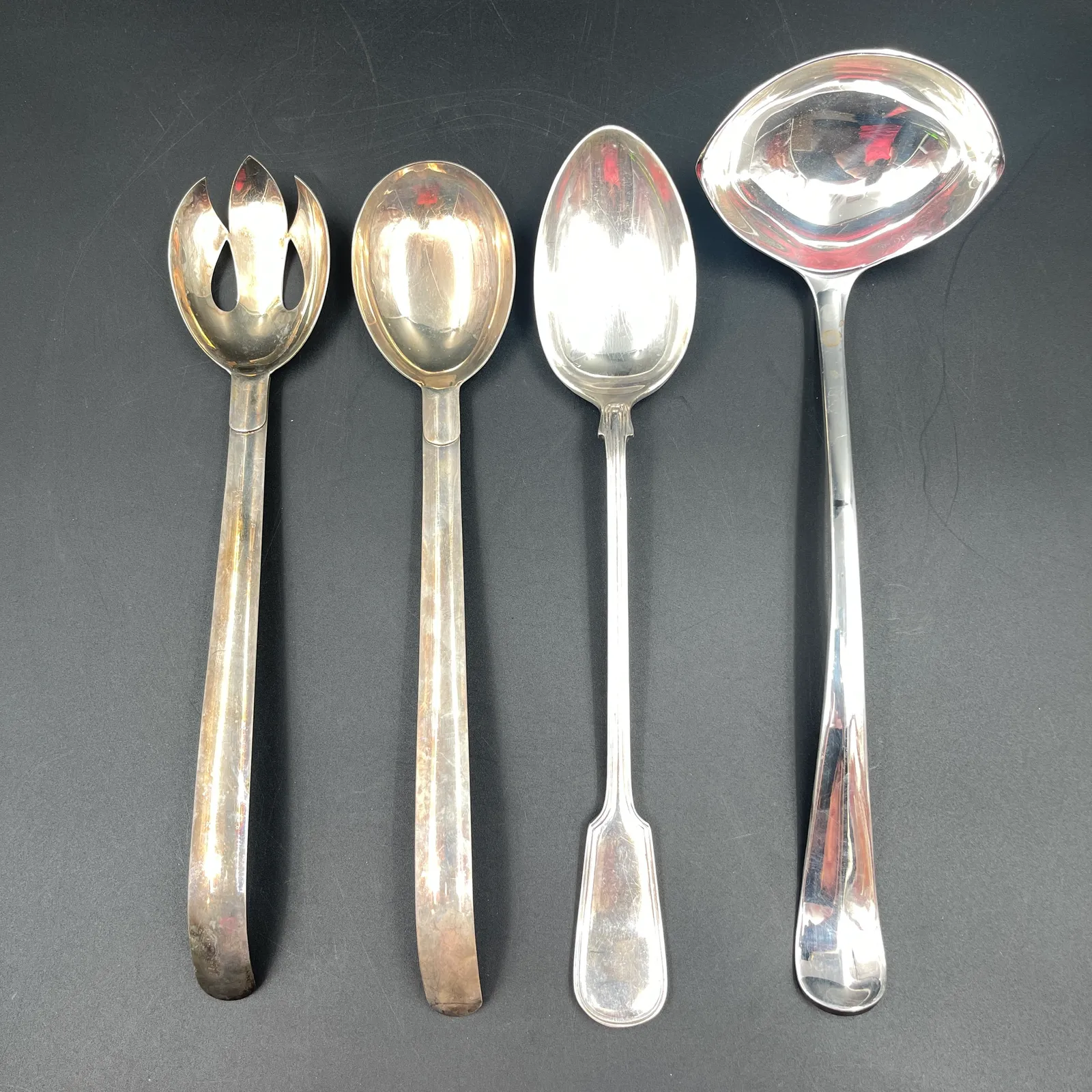 4 Pc Vintage Silverplate Serving Utensils – Gerity, Sheffield EPNS & Salad Set - Sterling Silver, Stones & Seattle History Estate Auction and 0% buyers premium! | Ocean Bid Auction