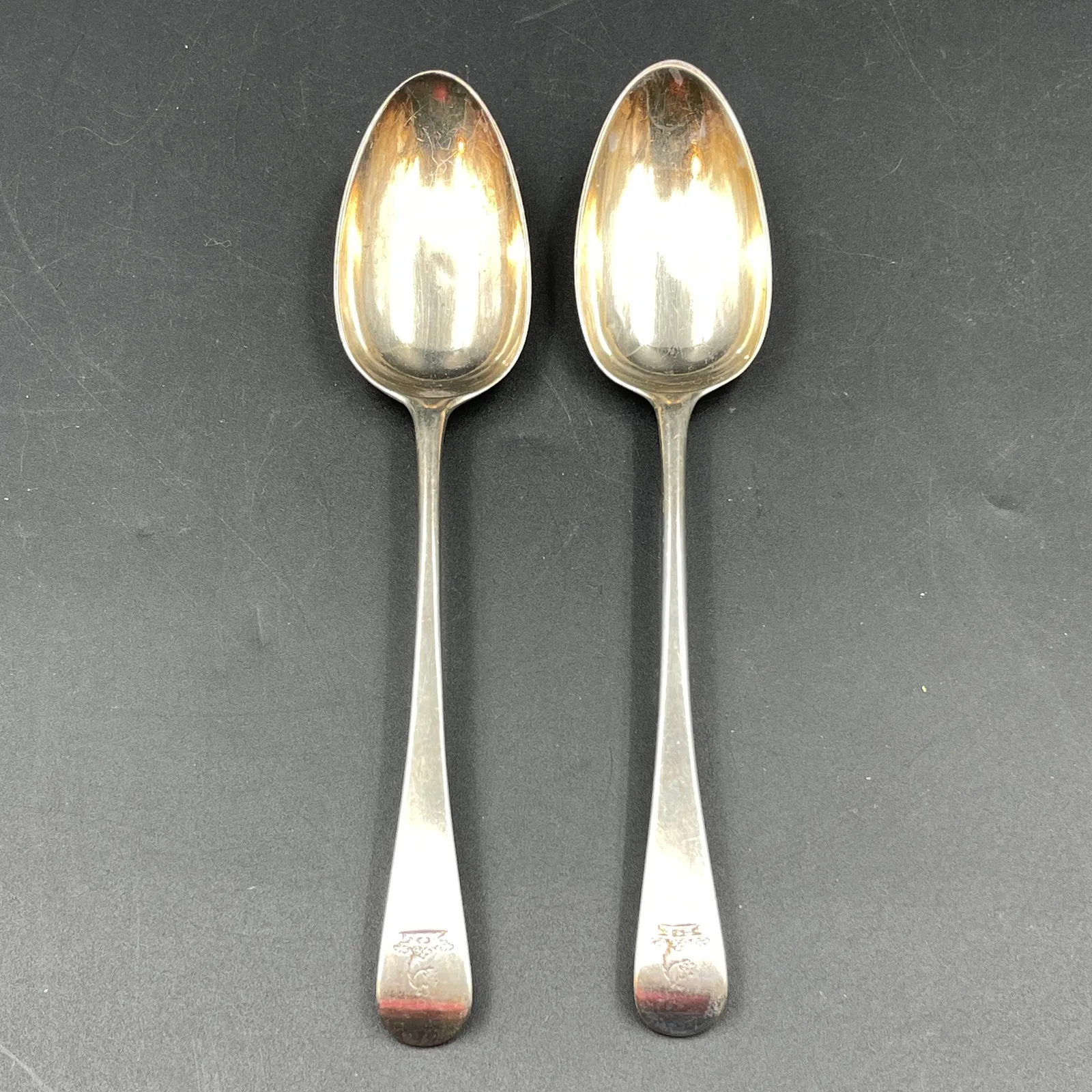 Pair 1813 Richard Crossley George III Sterling Silver Serving Spoons - Sterling Silver, Stones & Seattle History Estate Auction and 0% buyers premium! | Ocean Bid Auction