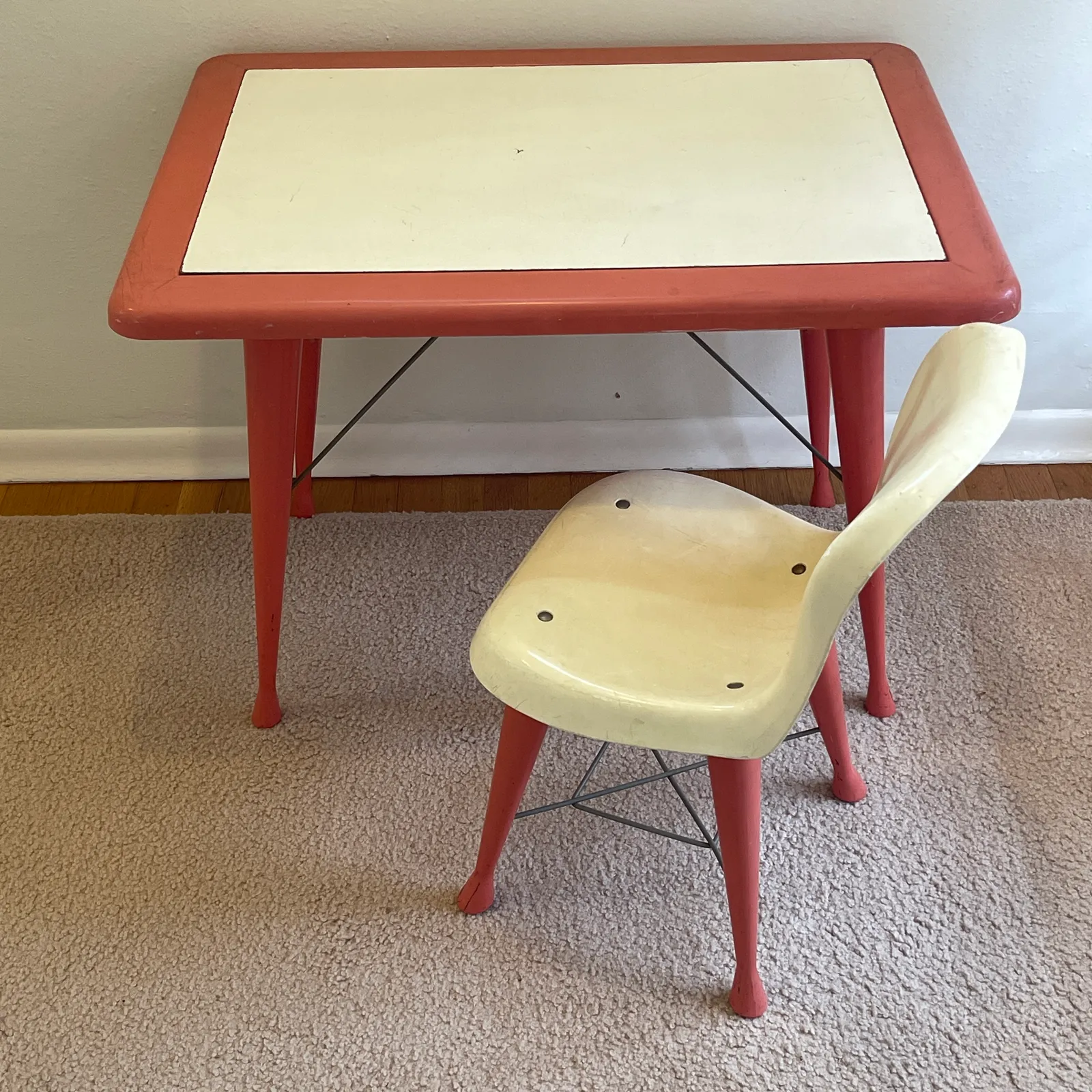 Vintage Ideal Toy Child’s Table & Chair Set – Red & Cream - Sterling Silver, Stones & Seattle History Estate Auction and 0% buyers premium! | Ocean Bid Auction