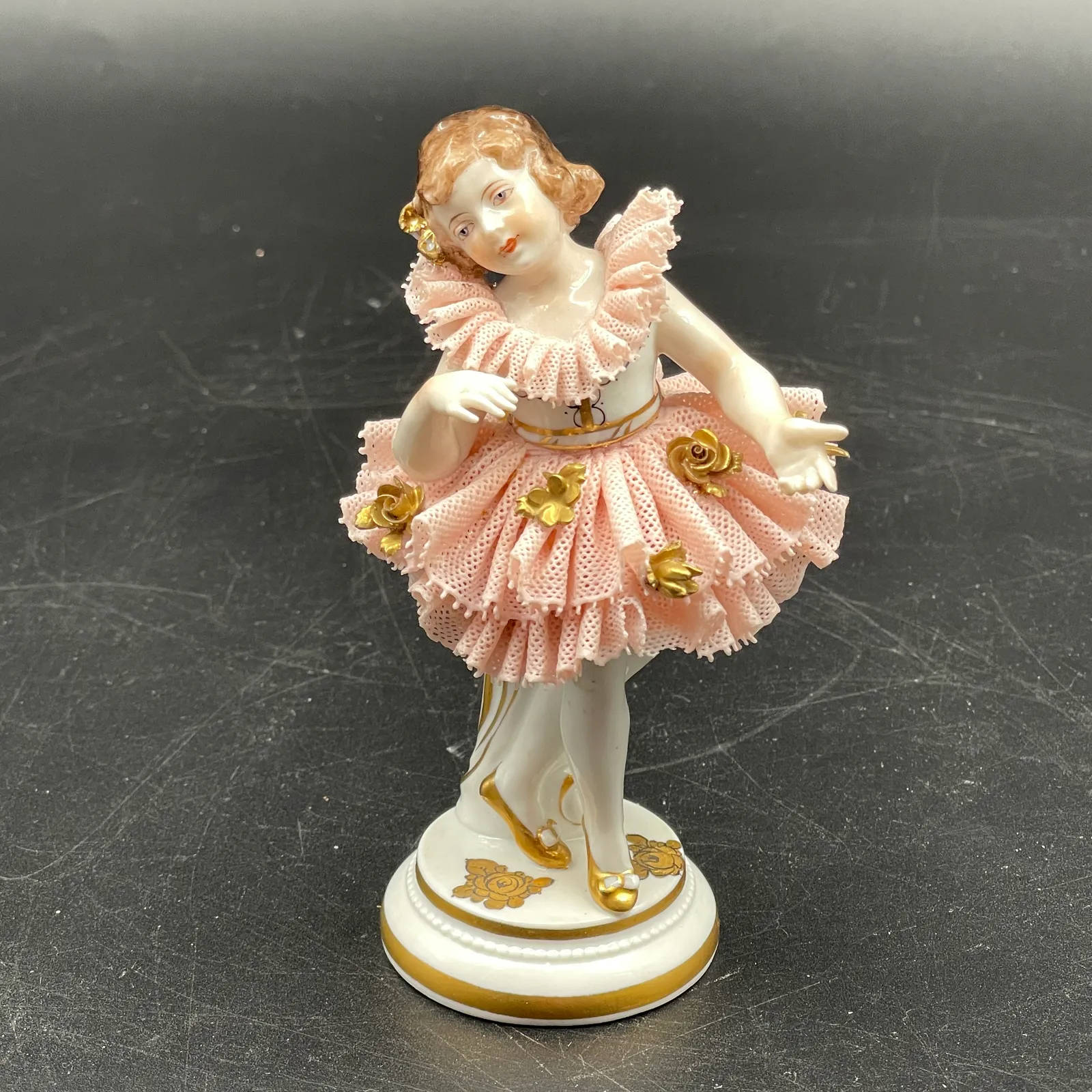 Antique Müller-Volkstedt Germany Dresden Lace Dancer Porcelain Figurine - Sterling Silver, Stones & Seattle History Estate Auction and 0% buyers premium! | Ocean Bid Auction