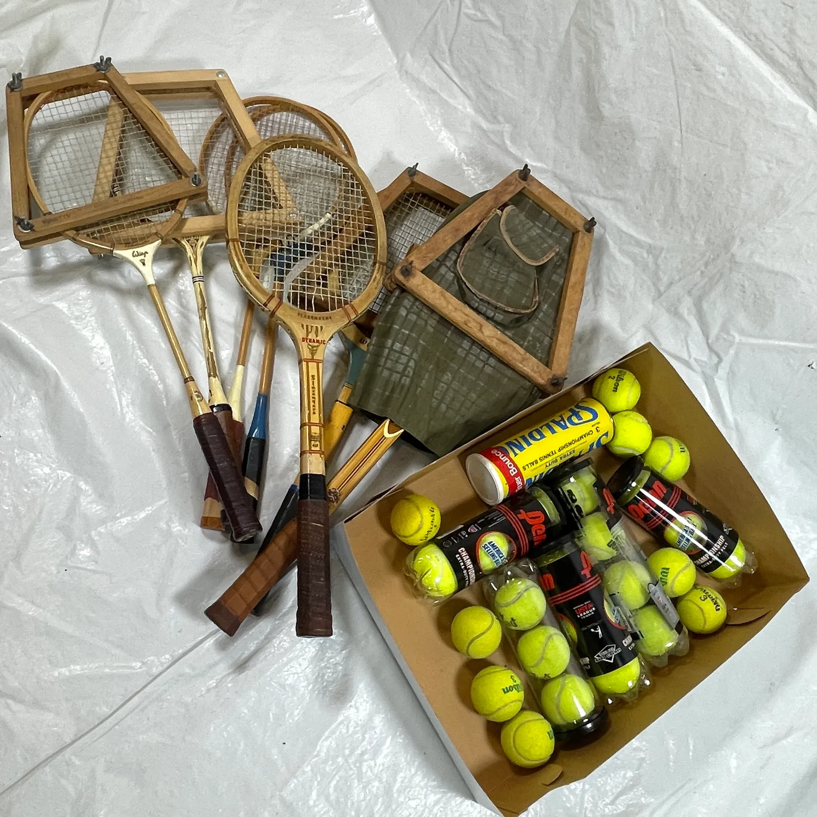 Vintage Wood Tennis Rackets, Presses & Tennis Balls - Sterling Silver, Stones & Seattle History Estate Auction and 0% buyers premium! | Ocean Bid Auction