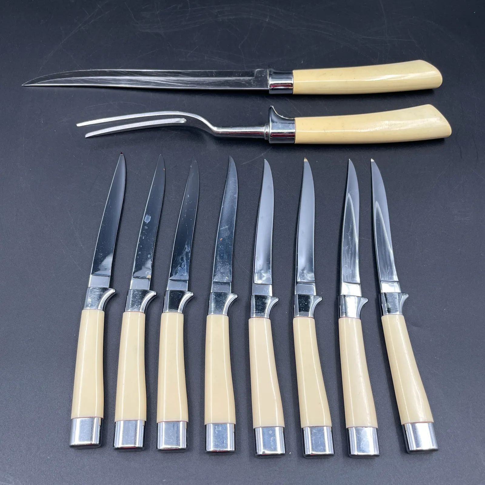 10 Pc Vintage Cutlery – Carvel Hall Carving Set & 8 Steak Knives - Sterling Silver, Stones & Seattle History Estate Auction and 0% buyers premium! | Ocean Bid Auction